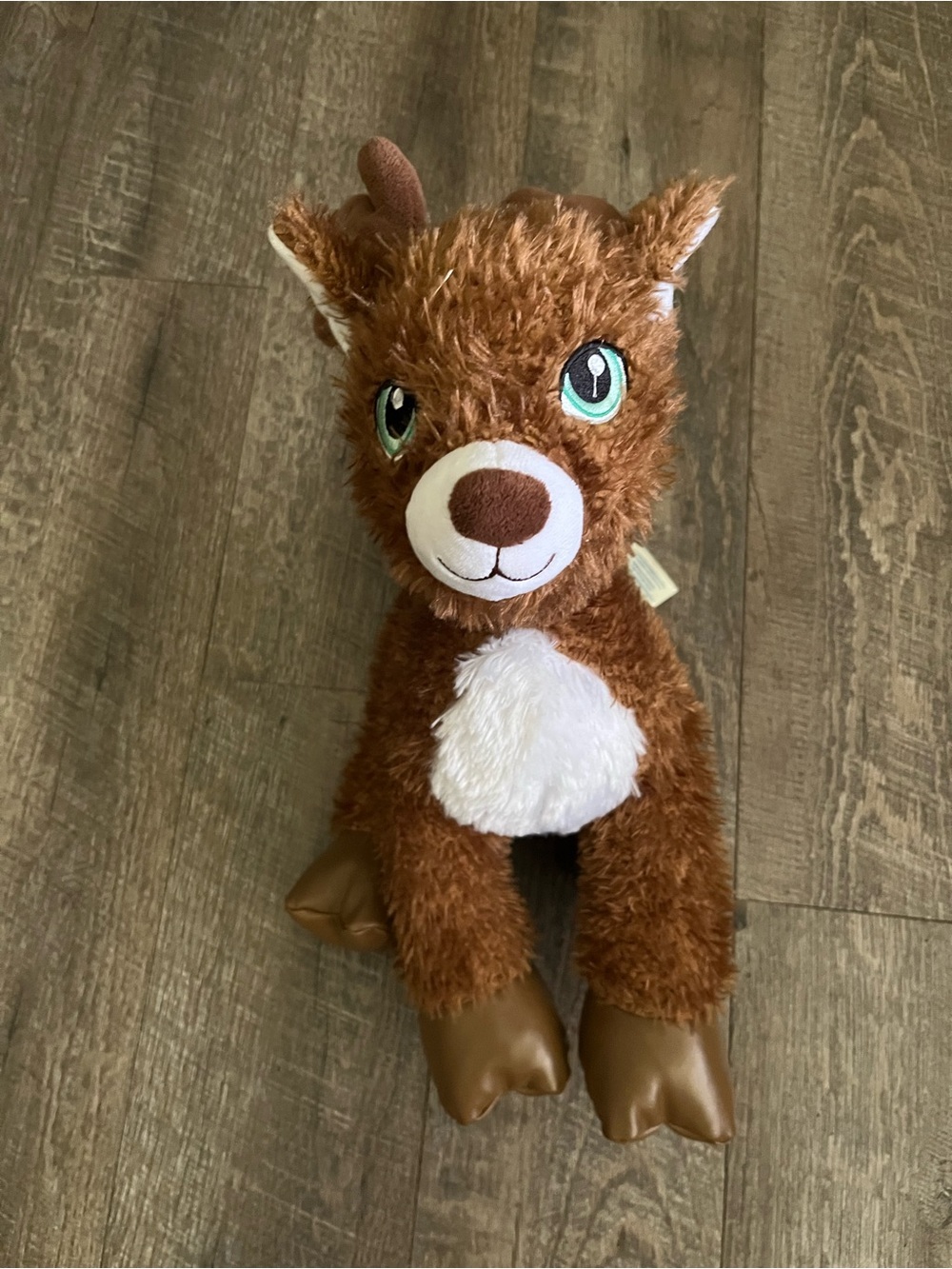Build-A-Bear Brown Deer Plush with White Chest and Green Eyes